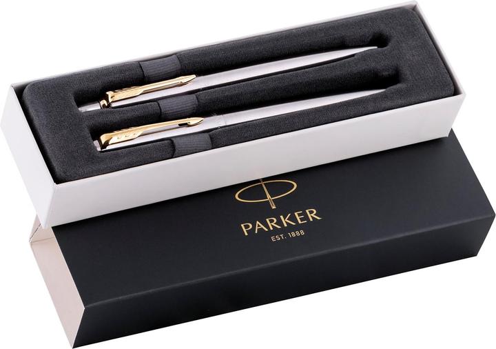 Image du produit Parker Pen Set d'ustensiles d'écriture JOTTER en acier inoxydable G.C. Contenu : 1 biros, largeur de trait : M (Chrome, Noir, Or, 2x)