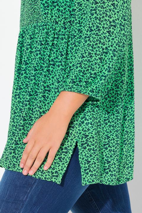 Produktbild Ulla Popken Smokbluse, Blüten, A-Linie, Rundhals, 3/4-Arm (42, 44)