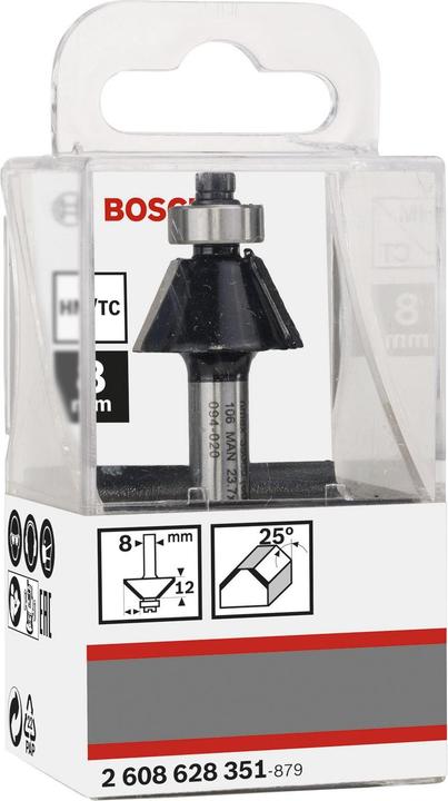 Produktbild Bosch Professional Zubehör Laminat-Bündigfräser, 8 mm, D1 23,7 mm, B 5,5 mm, L 12 mm, G 54 mm, 25°