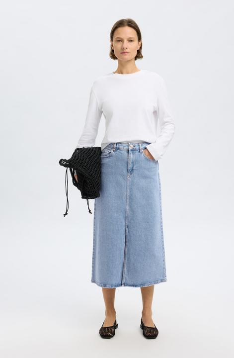 Produktbild Selected Hellblauer Midi Jeansrock (38)