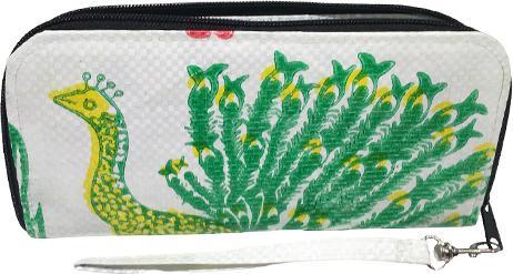 Produktbild Bekos Upcycling - Reissverschluss Geldbörse aus recycelten Futtersäcke Pfau