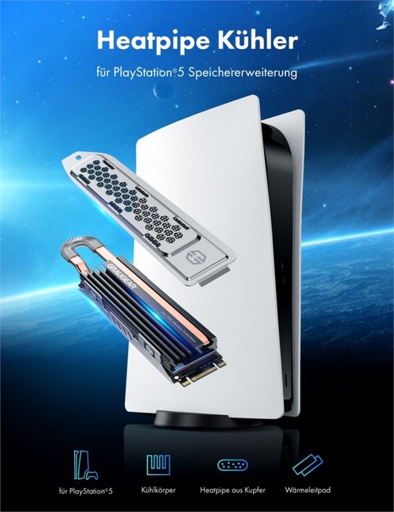 Image du produit Graugear Dissipateur de chaleur SSD M.2NVMe 2280 pour PS5