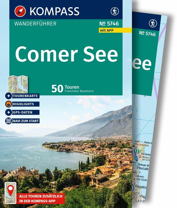 Produktbild Wanderführer Comer See, 50 Touren mit Extra-Tourenkarte (Deutsch, Franziska Baumann, 2025)