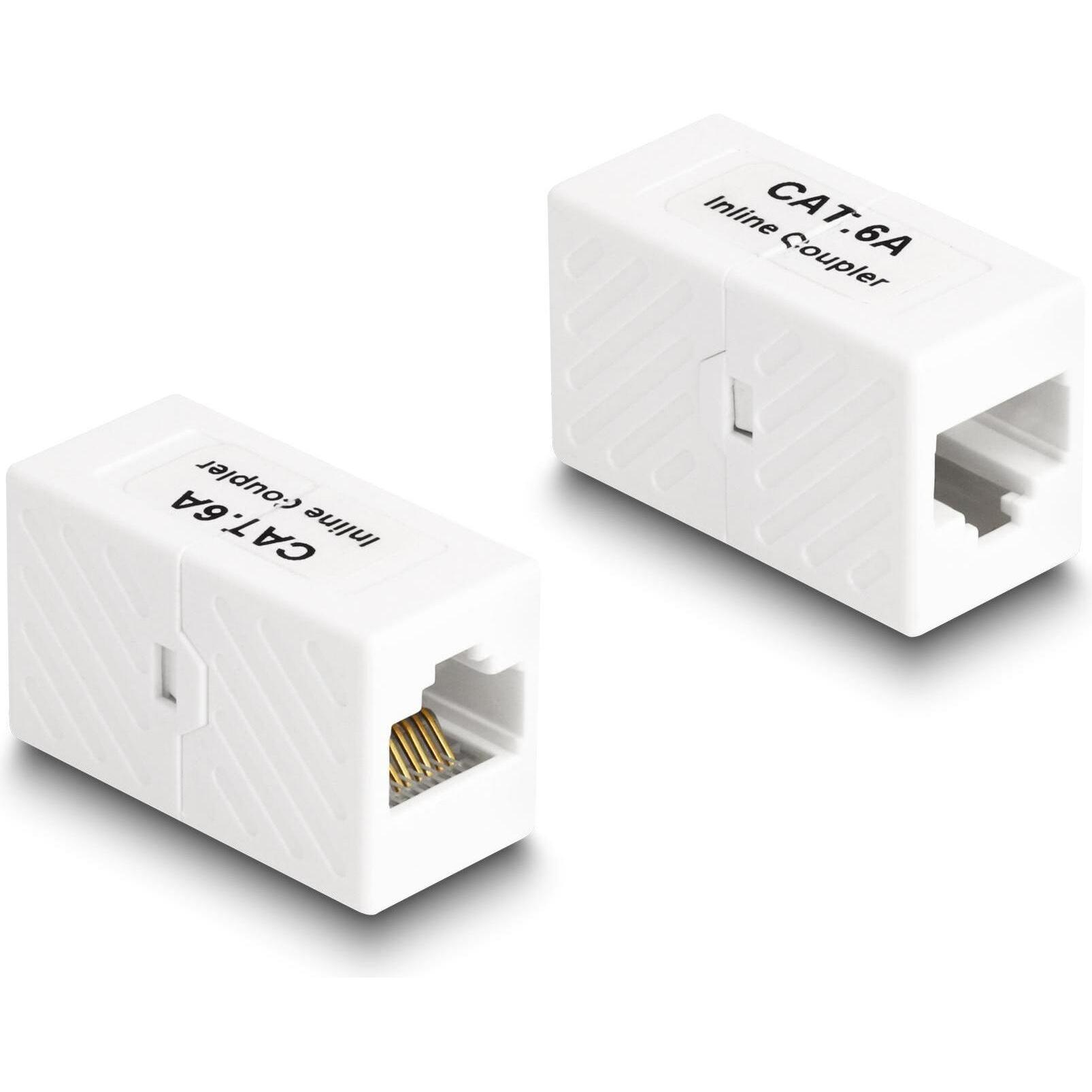 Delock Adapter RJ45 Buchse zu RJ45 Buchse Cat.6A UTP weiss (Netzwerk Kupplung), Netzwerk Zubehör
