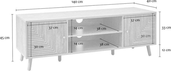 Immagine prodotto CaliCosy Mobile TV 2 ante con frontali effetto doghe a L, L140 cm - EDEN (140 x 40 x 45 cm)