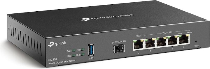 Produktbild TP-Link (TL-ER7206) SafeStream Gigabit Multi-WAN VPN Router, Omada SDN, 5x GB LAN, Up to 4x WAN, SFP Port, A