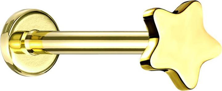 Produktbild Star Piercing Micro Labret Innengewinde vergoldet Stern (ohne Messing, Titan)