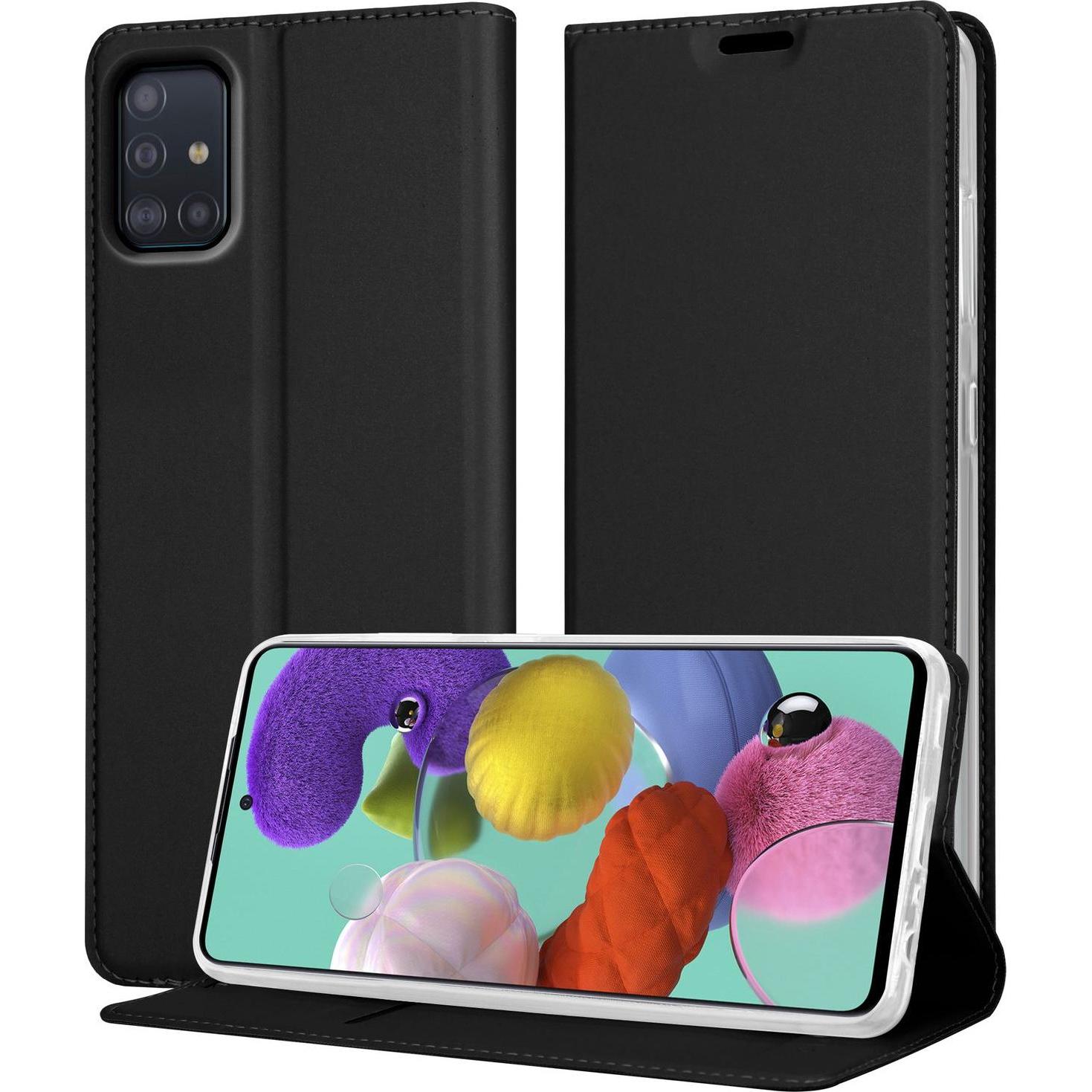 Cadorabo Classy Book Hülle für Samsung Galaxy A51 5G (Samsung Galaxy A51 5G), Smartphone Hülle, Schwarz