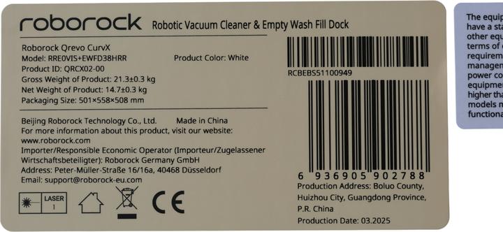 Productafbeelding Roborock Qrevo CurvX (22000 Pa, Wisdoekjes (roterend))