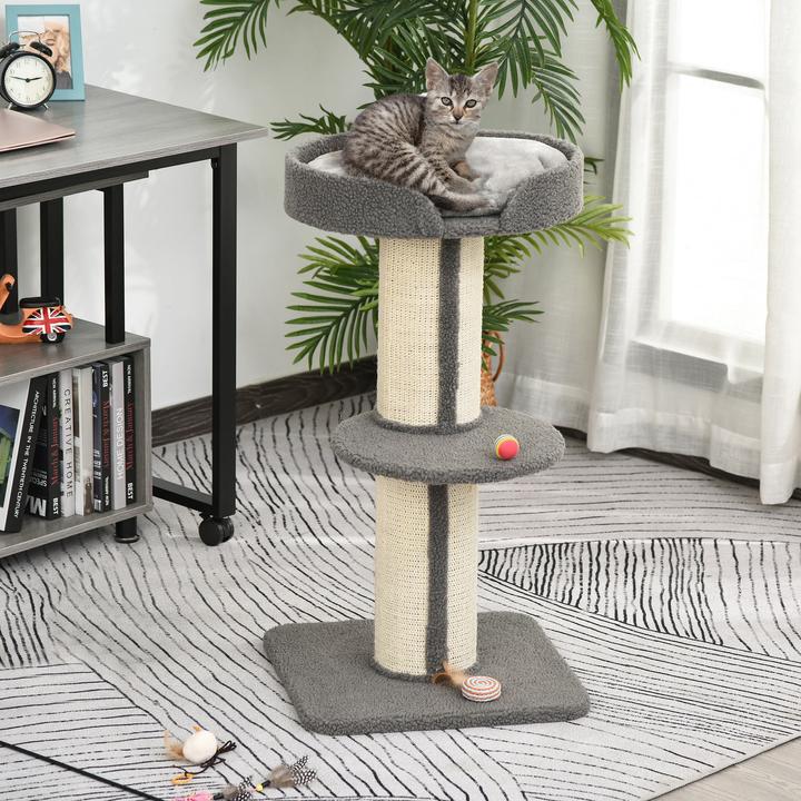 Immagine prodotto PawHut Albero per gatti con piattaforma (91 cm, Blu, Grigio)