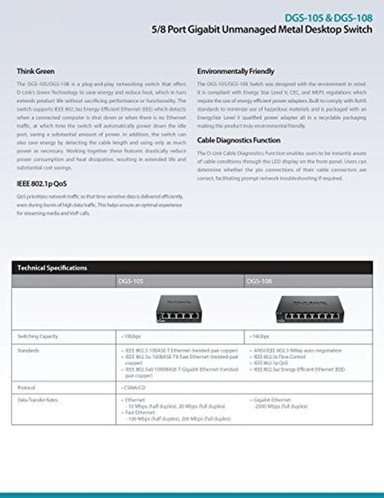 Image du produit D-Link Dgs-108 (8 Ports)