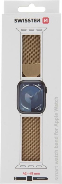 Image du produit Swissten Mesh Band For Apple Watch 38 / 40 / 41 Mm Gold (Acier inoxydable, 3, 4, Apple Watch Series 1, Extrémiste)