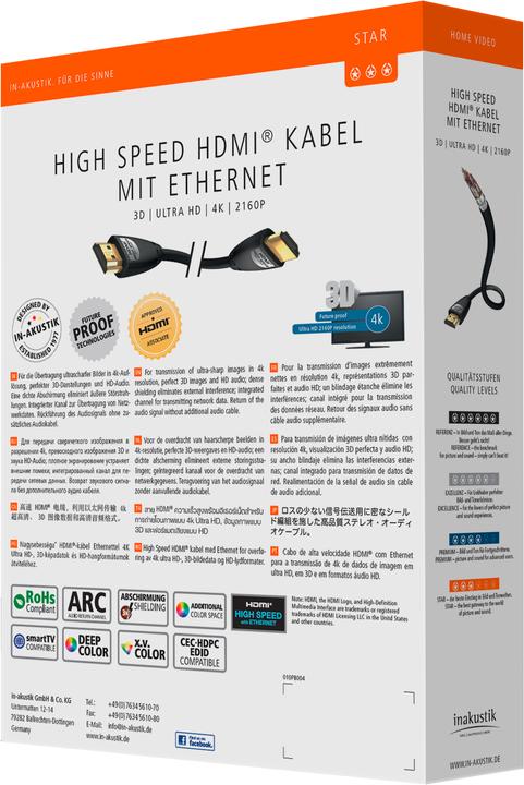 Immagine prodotto Inakustik HDMI (Typ A) — HDMI (Typ A) (7.50 m, HDMI, 2.0b)