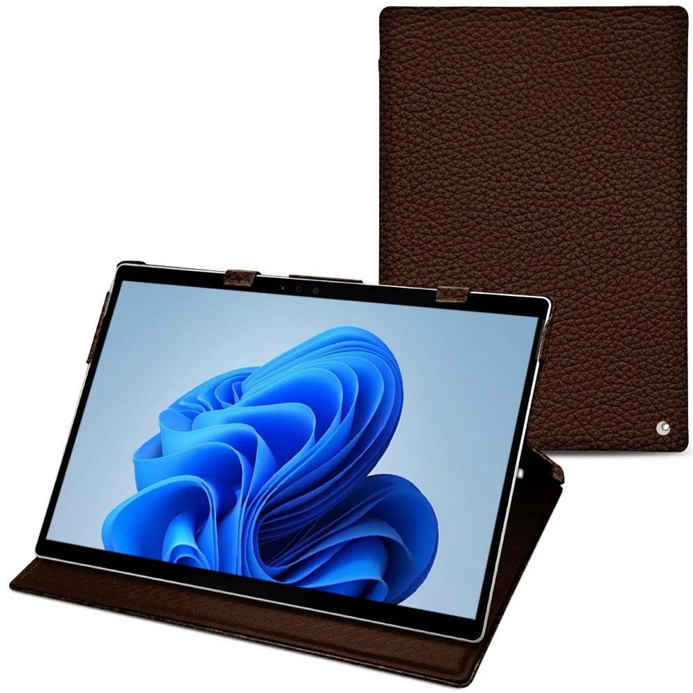 Noreve Lederschutzhülle vertikal (Microsoft Surface Pro 8), Tablet Hülle, Braun