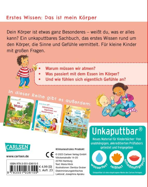 Produktbild Unkaputtbar: Erstes Wissen: Das ist mein Körper (Deutsch, Denitza Gruber, Maria Höck, 2023)