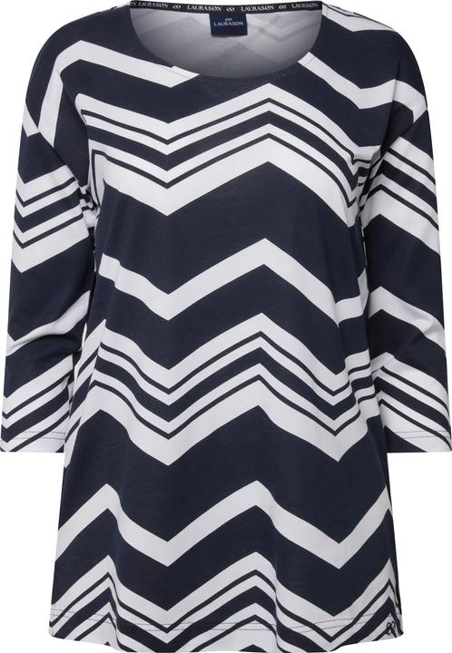 Produktbild Laurasøn T-Shirt, oversized, Zacken Muster, U-Boot-Ausschnitt, 3/4-Ärmel (L)
