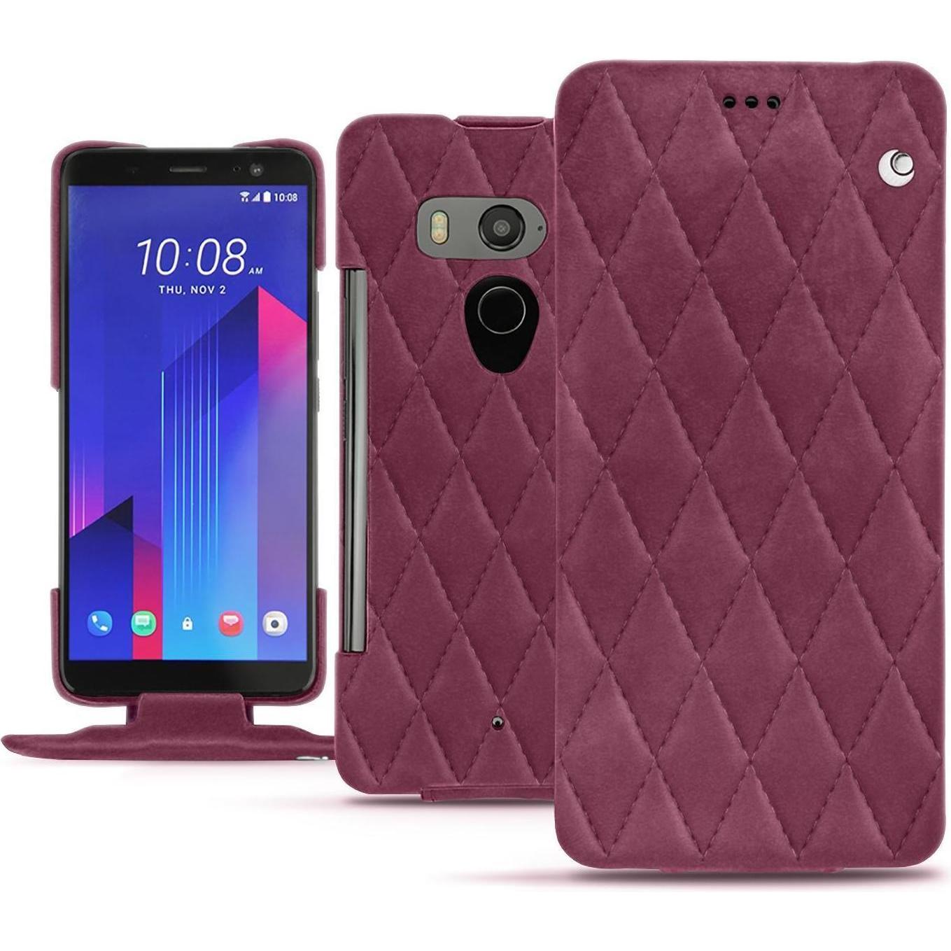 Noreve Lederschutzhülle vertikal (HTC U11+), Smartphone Hülle, Violett