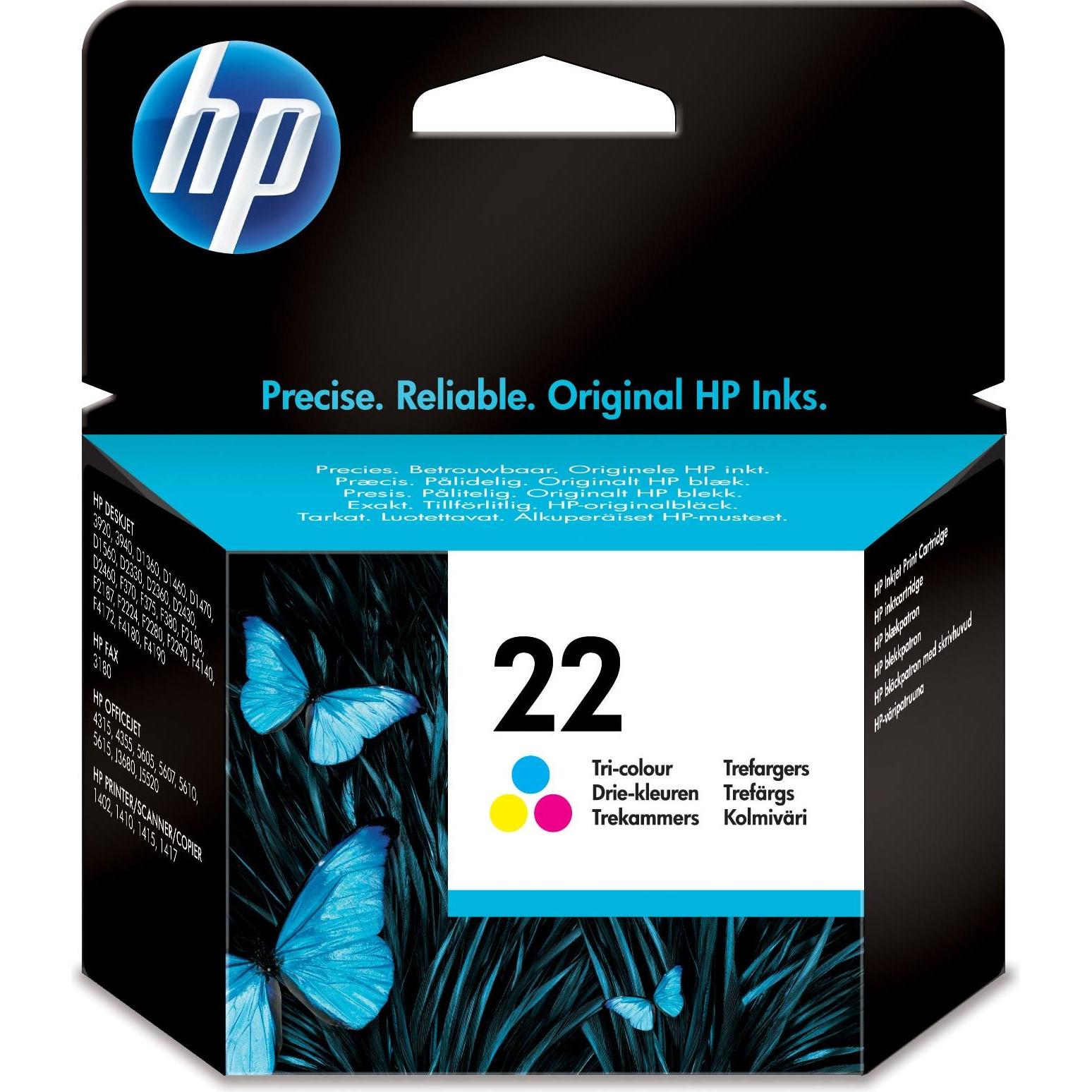 Thumbnail - HP, Druckerpatrone, 22 Tri-colour Inkjet (M, Y, C)