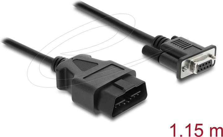 Delock Adapterkabel OBD-2 Stecker auf Sub-D 9 Pin Buchse mit Schrauben 1,15 m