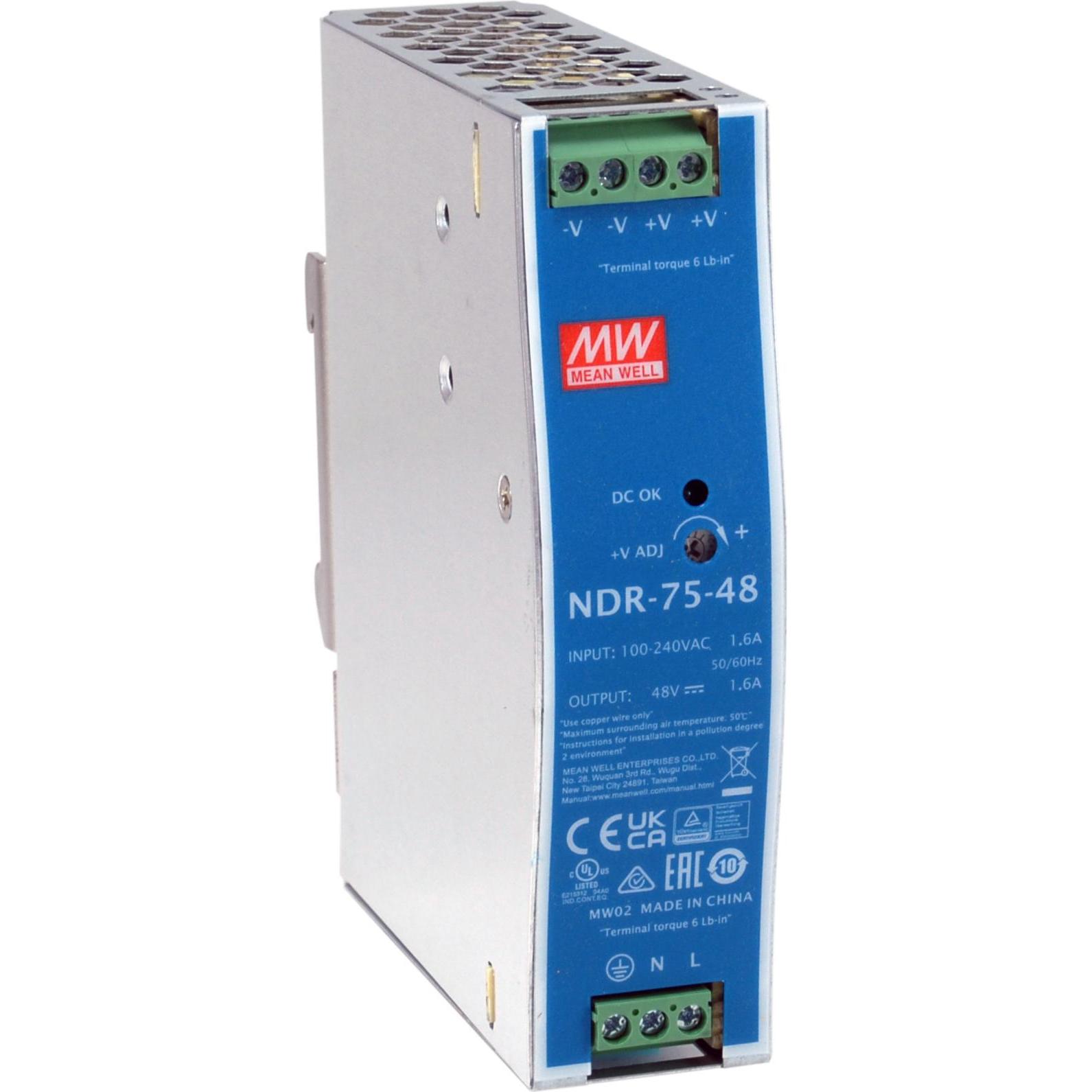 LevelOne ind. Netzteil POW-4822 48VDC 75W DIN-Schiene PoE (75 W), PC Netzteil, Blau