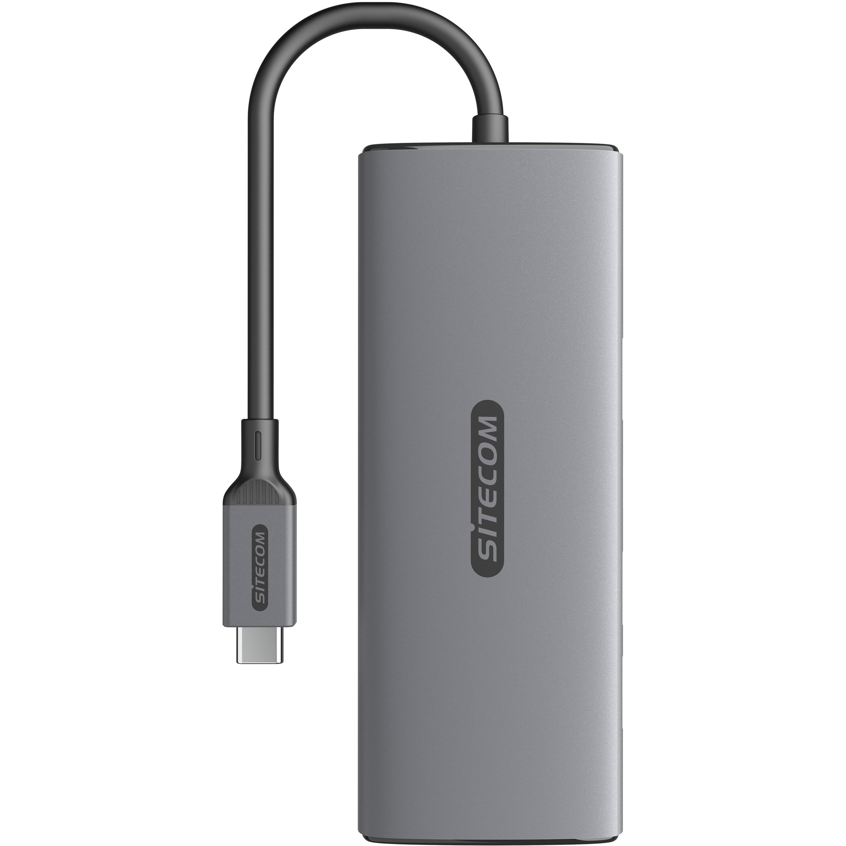Thumbnail - Sitecom CN-5506 6in1 USB-C PD GEN2 MultiAda (USB-C, 6 Ports), Dockingstation + USB Hub, Grau