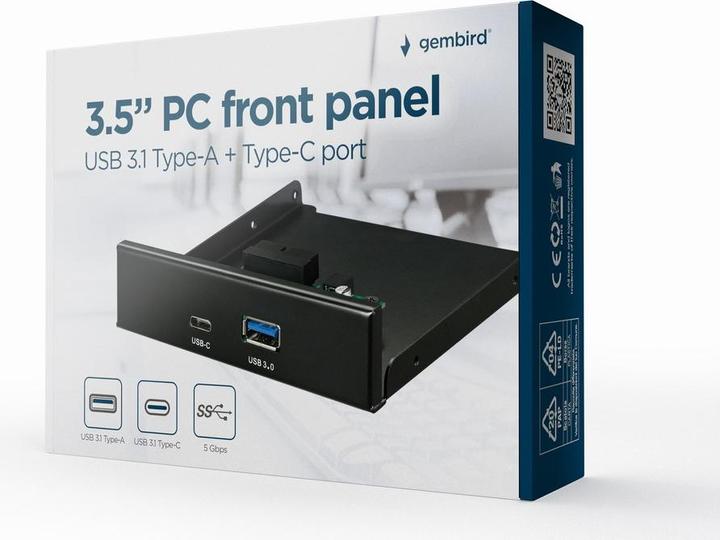 Produktbild Gembird Panel przedni 3,5" USB 3.1 Typ-A + Typ-C (19-Pin)