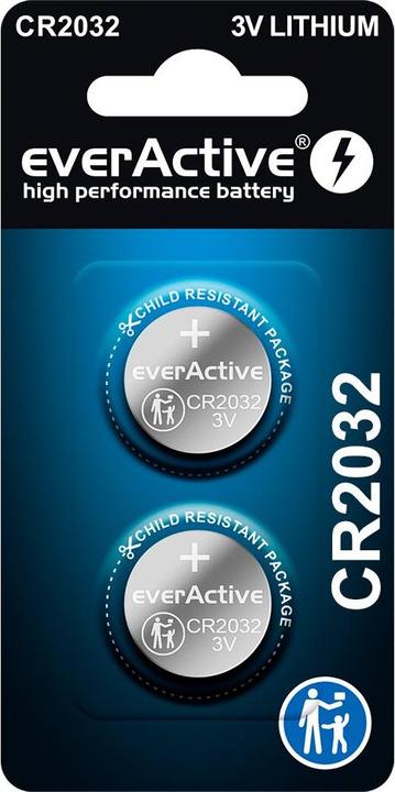 NoName Lithiumbatterie mini everActive CR2032- Blisterverpackung 2 Stk. (2 Stk., CR2032)