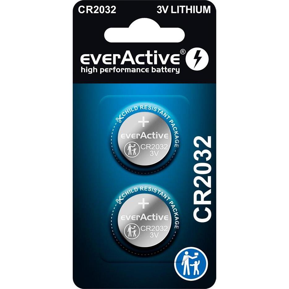 NoName Lithiumbatterie mini everActive CR2032- Blisterverpackung 2 Stk. (2 pz., CR2032), Batterie + pile