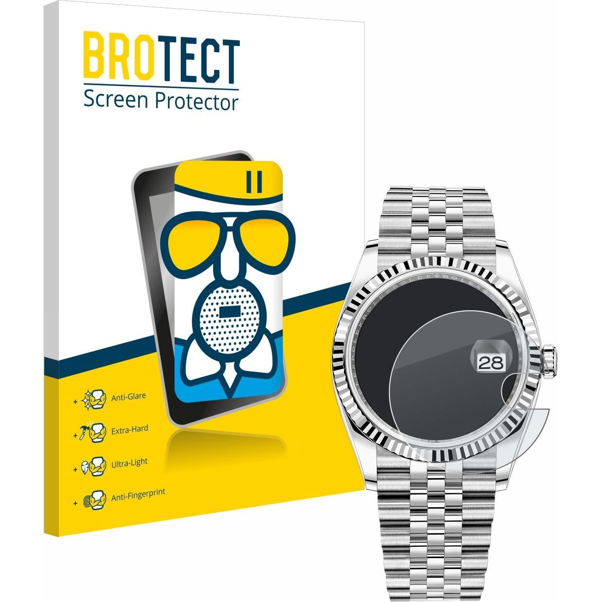 BROTECT Schutzglas Schutzfolie Glas Folie Displayschutz matt, Smartwatch Schutzfolie, Grau
