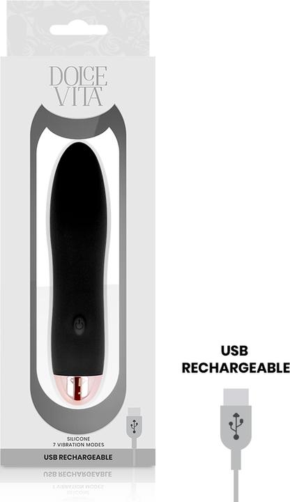 Actual product image Dolce Vita Rechargeable Vibrator Four Black 7 Speeds