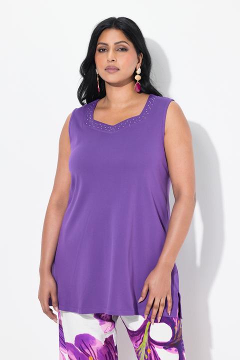 Produktbild Ulla Popken Top, A-Linie, Herzausschnitt, ärmellos, Pima Cotton (54)