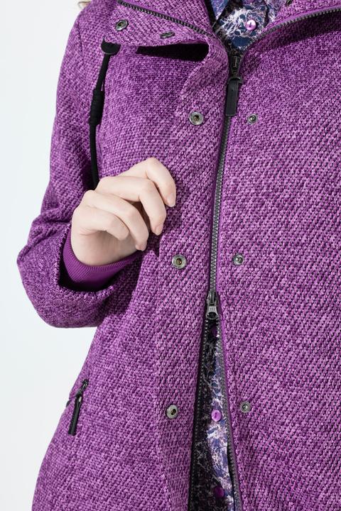 Immagine prodotto Ulla Popken Giacca in maglia e pile con cappuccio, tasche con zip e cerniera a cursore doppio (46, 48)