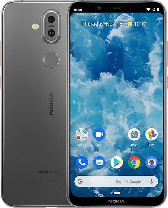 Nokia 8.1 (64 GB, Steel, 6.18", Hybrid Dual SIM, 13 Mpx, 4G)