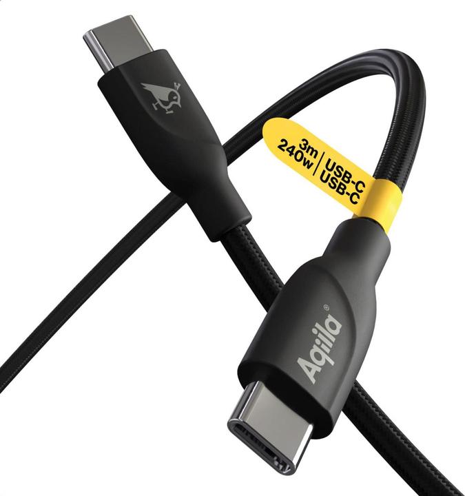 Produktbild Aqiila Cablebird CB13 - USB-C to USB-C Braided cable, 240W (3m) - Black (3 m, USB 2.0, 240 W)