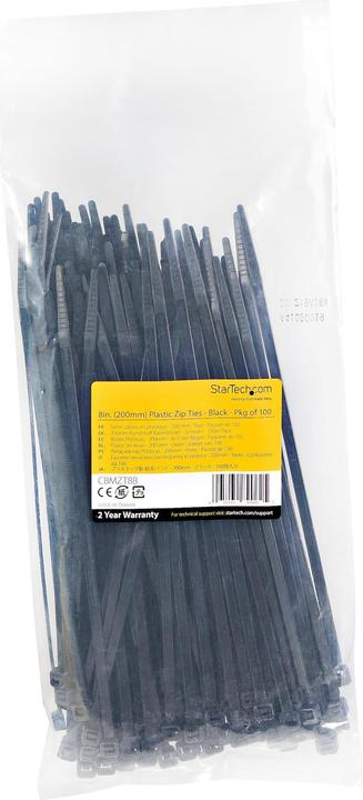 Image du produit StarTech 20cm(8") Cable Ties, 4mm(1/8") wide, 55mm(2-1/8") Bundle Diameter, 22kg(50lb) Te (200 mm, 100 pcs)