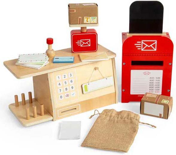 Produktbild Bigjigs Holz-Postamt-Spielset, 19-teilig.