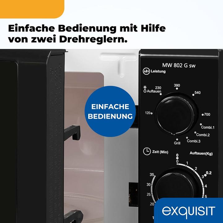 Produktbild Exquisit MW802G schwarz, mit Grillfunktion (20 l)