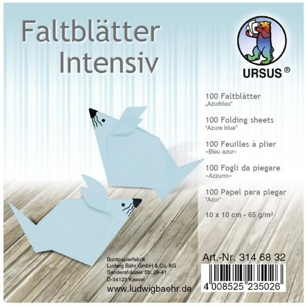 Ursus, Bastelpapier, Faltblätter Intensiv Uni 10x10cm VE=100 Blatt azurblau (65 g/m², 1 x)