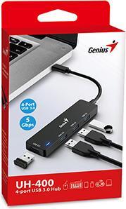 Produktbild Genius UH-400 schwarz / USB Hub / USB-C / 4X USB 3.0 (USB-C, 4 Ports)