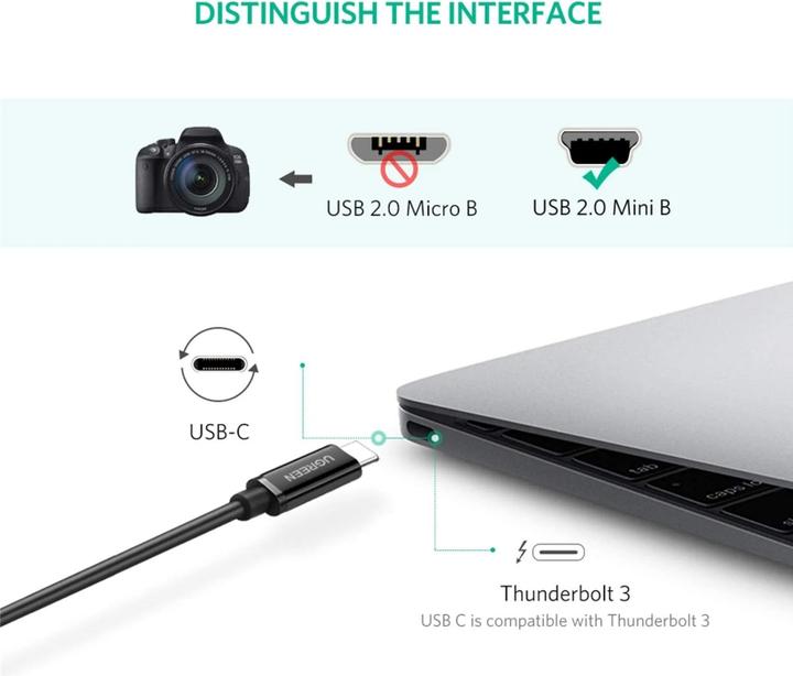 Produktbild Ugreen USB-C – Mini USB (1 m, USB 2.0, 18 W)