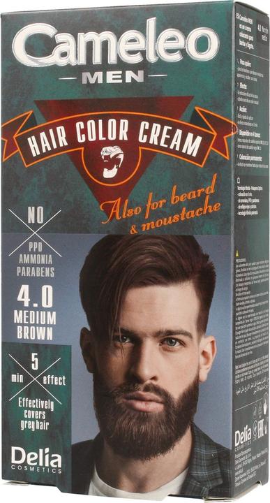 Image du produit Delia Cosmetics Cameleo - Men Hair Color Cream hair. beard and mustuch paint 4.0 Medium B (4,0 Marron moyen)