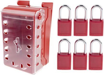 Image du produit Brady Ultra-Compact Lock Box+6 Red KD Locks