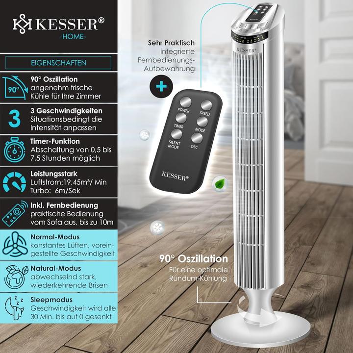Immagine prodotto Kesser Turmventilator mit Fernbedienung und Timerfunktion (51.50 dB)