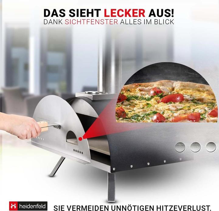Produktbild Heidenfeld Pellet-Pizzaofen Neapel Hybrid Gas 500° Pizzastein Pizza Ofen Outdoor (Pellet / Gasbrenne (Pizzaofen Gas, Pizzaofen Holz)