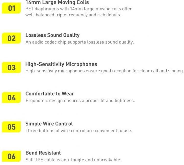 Actual product image Baseus Encok H17 (No noise cancellation, Cable)