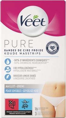 Actual product image Veet Pure Hair Removal Strips Bikini Line - Sensitive Skin (1 x, 30 g)