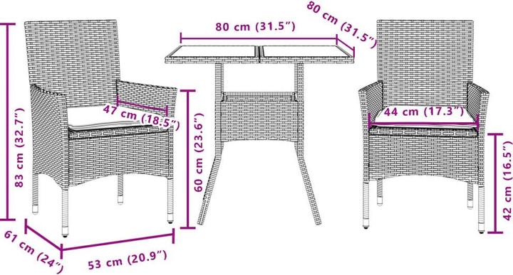 Produktbild vidaXL Garten Essgruppe (80 x 80 x 75 cm)