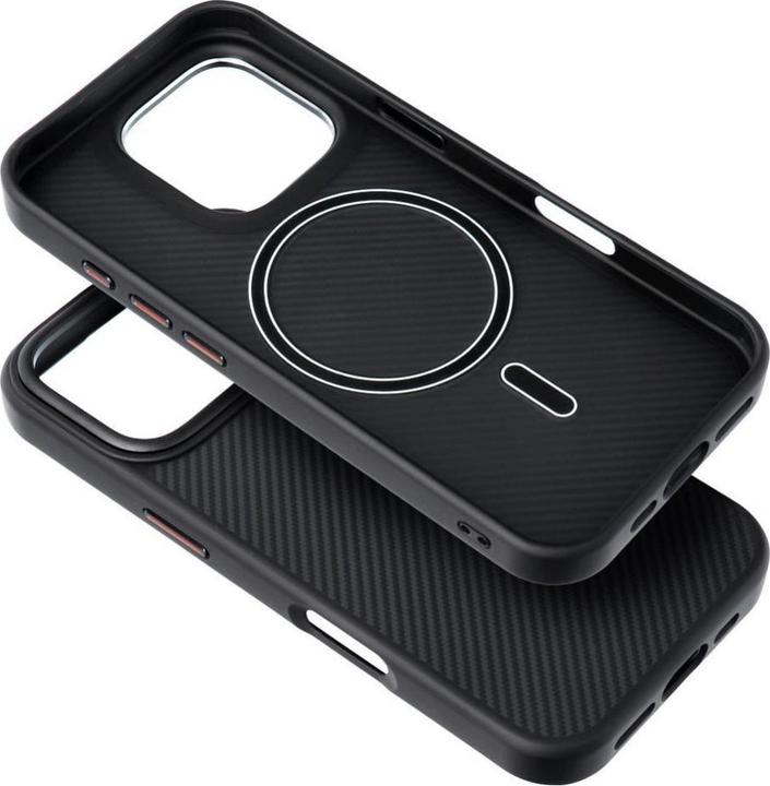 Actual product image OEM Back panel cover Carbon Elite Mag Cover compatible with MagSafe for IPHONE 15 PRO black (Apple iPhone 15 Pro)