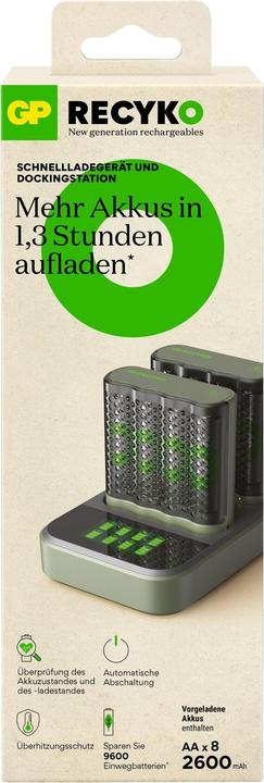 Image du produit GP Batteries Rechargeur de batterie (8 pcs, AA, AAA, Piles rechargeables + chargeur)