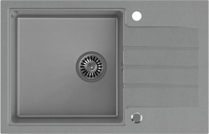 Steiner PETER 111 Lavello in granito grigio Steingran a 1 vasca senza (78x50x20) con sifone e tappo (50 cm)